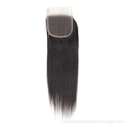 Straight Closure Swiss Lace Closures Remy 100% Human Hair Closure Peruvian  4x4 Straight human hair